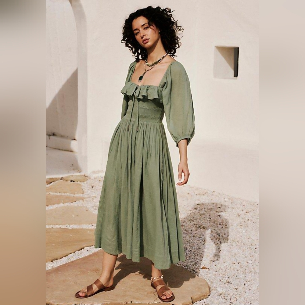 Free People Oasis Midi Dress in Sea Spray Green
